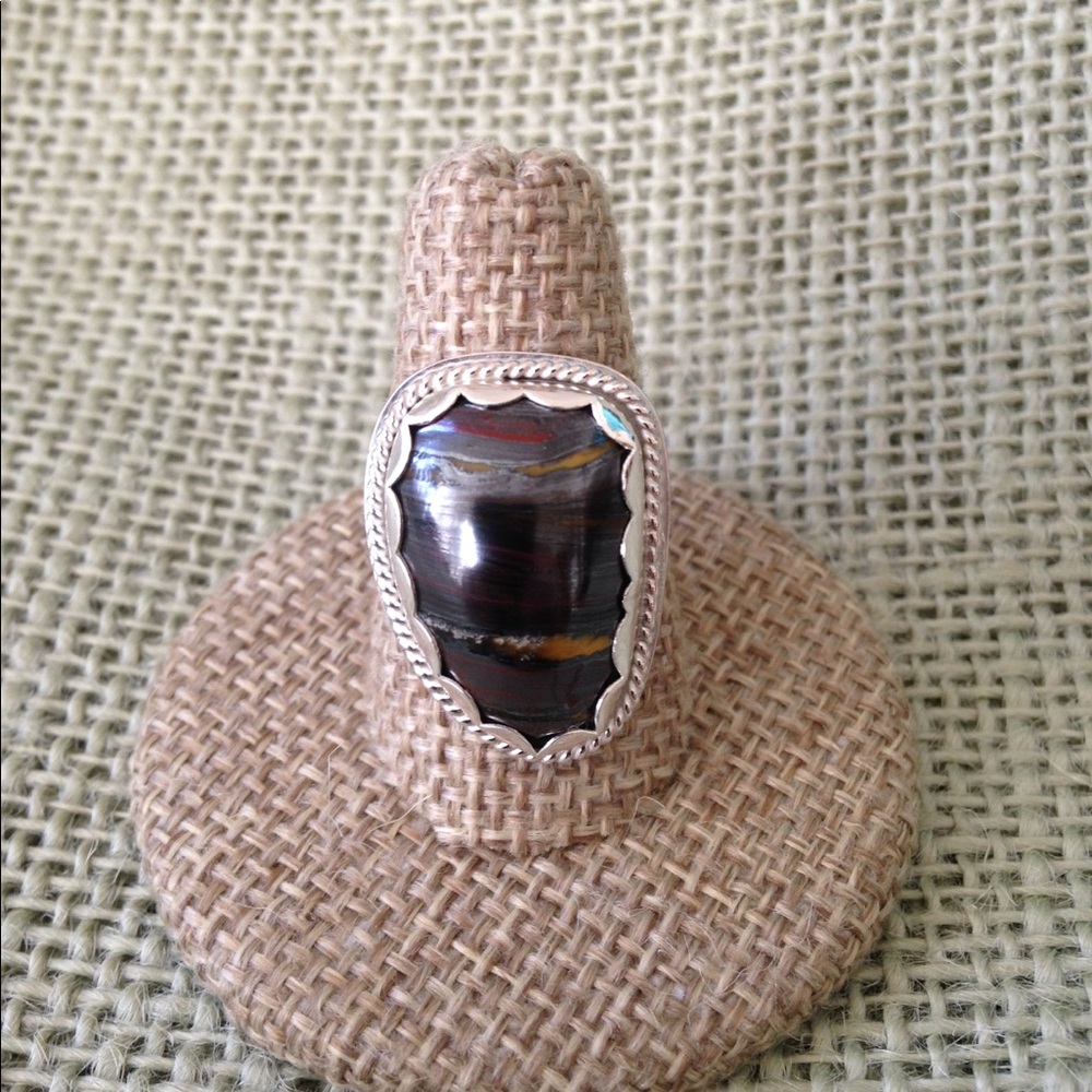 20.5 Ct Red Iron Tigers Eye Sterling Silver Ring